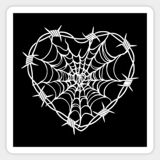 Barbed Wire Spiderweb Heart Magnet